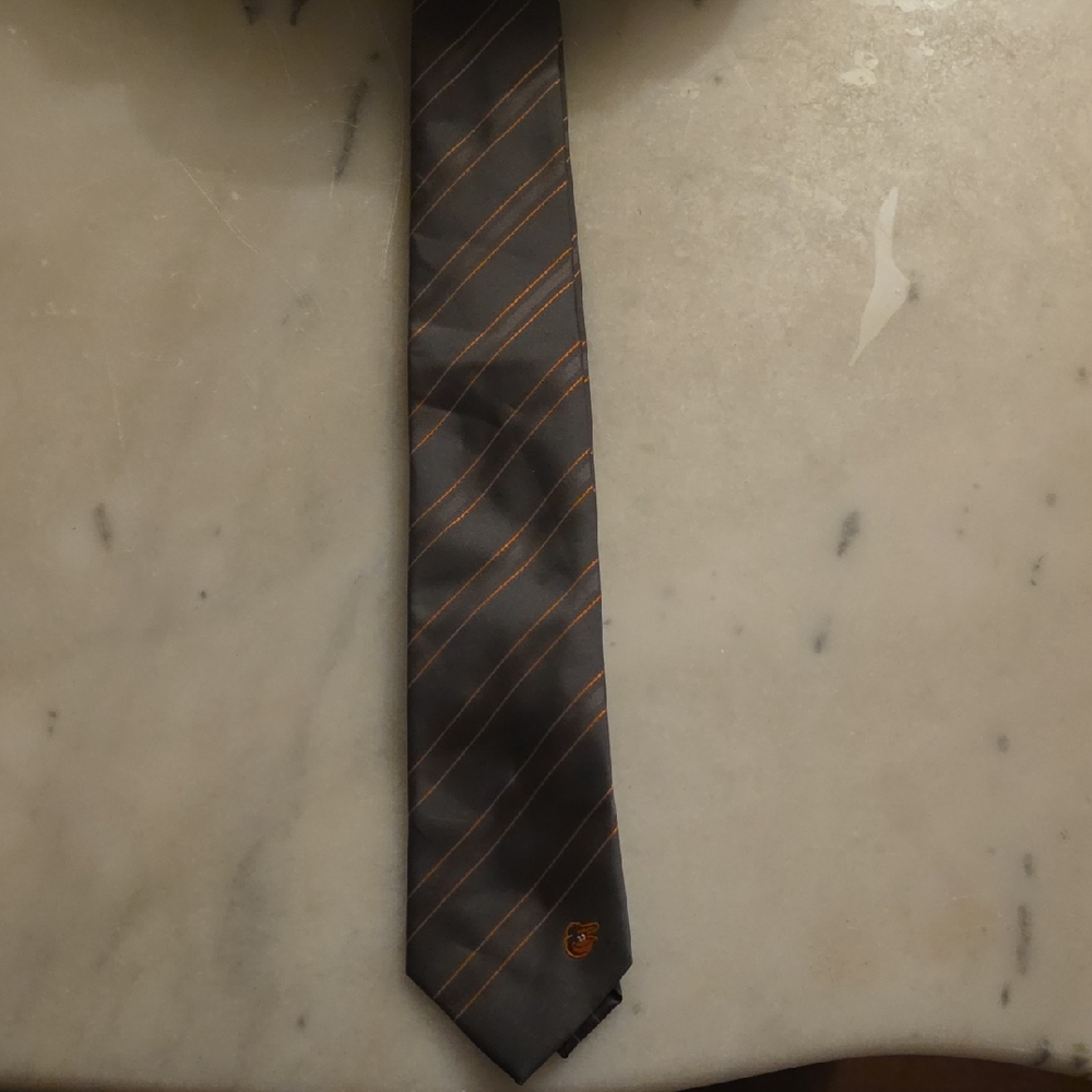 Sophisticated Black Tie with Orange Stripes
